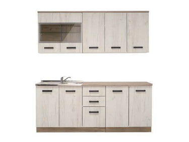 Gabriel White Oak Effect Kitchen Units with 10 Doors and 2 Drawers - UK Luxury Furniture